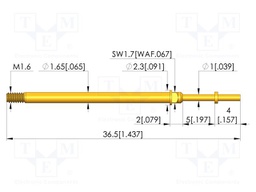 Test needle; Spring compression: 4mm; 5mm; 8A; CuBe; gold-plated
