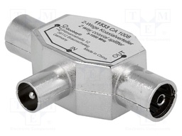 Splitter; coaxial 9.5mm plug,coaxial 9.5mm socket x2