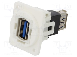Coupler; USB A socket,both sides; FT; USB 3.0; plastic; 19x24mm
