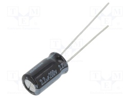 Capacitor: electrolytic; THT; 2.2uF; 200VDC; Ø6.3x11mm; ±20%; 1000h