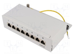 Patch panel; RJ45; Cat: 6; Colour: grey; IDC; Number of ports: 8