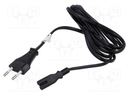 Cable; CEE 7/16 (C) plug,IEC C7 female; PVC; Len: 1.8m; black