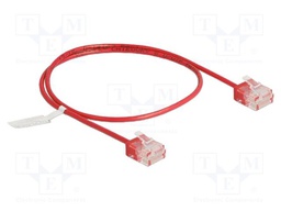 Patch cord; U/UTP; Cat: 6; RJ45 plug,both sides; 0.5m; PVC; red