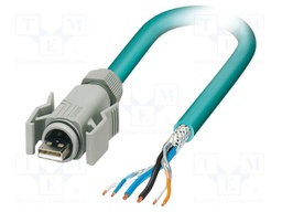 USB-cables; cables,USB A plug; Cu; 1m; PUR; light blue; Cores: 6