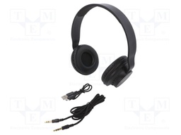 Bluetooth headphones with microphone; black; 0.02÷22kHz; 32Ω