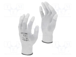 Protective gloves; Size: 8; white; PU,nylon fabrics; tag