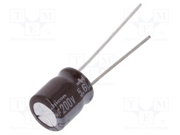 Capacitor: electrolytic; THT; 5.6uF; 200VDC; Ø8x9mm; Pitch: 3.5mm