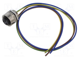 Connector: 7/8"; socket; female; straight; with leads; PIN: 3; 0.5m