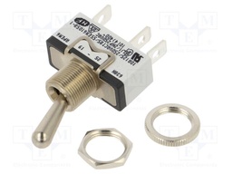 Toggle Switch, On-Off-(On), SPDT, Non Illuminated, 600H Series, Panel Mount, 10 A