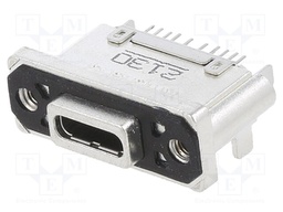 Socket; USB C; THT; PIN: 24; straight; IP67; gold-plated; M2,5
