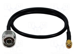 Cable; 50Ω; 500mm; N plug,SMA plug,reverse; shielded; black