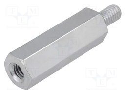 Screwed spacer sleeve; Int.thread: M6; 30mm; Ext.thread: M6; steel