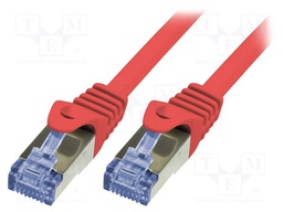 Patch cord; S/FTP; 6a; stranded; Cu; LSZH; red; 10m; 26AWG