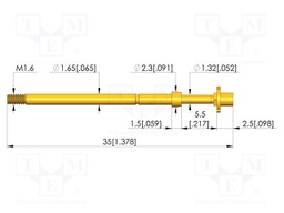Test needle; Spring compression: 4mm; 5mm; 8A; CuBe; gold-plated