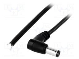 Cable; wires,DC 5,5/2,1 plug; angled; 0.5mm2; black; 1.5m