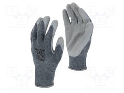 Protective gloves; Size: 9; grey; cotton,latex,polyester; tag
