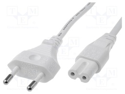 Cable; 2x0.75mm2; CEE 7/16 (C) plug,IEC C7 female; PVC; 5m; white