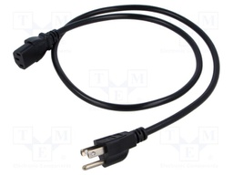 Cable; 3x0.75mm2; IEC C13 female,NEMA 5-15 (B) plug; PVC; 1m