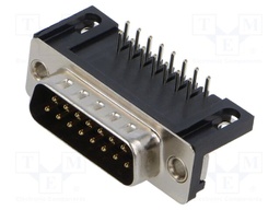 D-Sub; PIN: 15; socket; male; on PCBs; angled 90°; THT