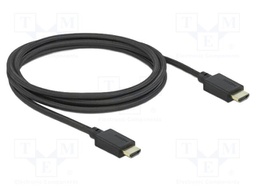 Cable; HDMI plug,both sides; textile; Len: 2m; black; 30AWG; 48Gbps