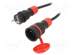 Extension lead; Sockets: 1; rubber; black; 3x1,5mm2; 5m; 16A