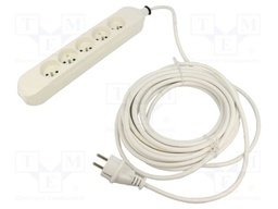 Extension lead; Sockets: 5; PVC; white; 3x1,5mm2; 3m; 16A; PRO