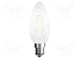 LED lamp; white warm; E14; 220÷240VAC; 400lm; P: 4W; 300°; 2700K