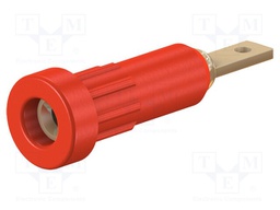 Socket; 2mm banana; 10A; 23mm; red; Mounting: soldered,on panel