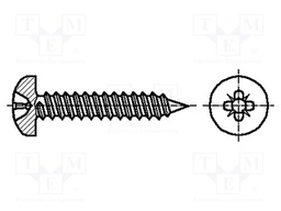 Screw; 3,5x16; Head: cheese head; Pozidriv; A2 stainless steel