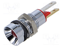 Indicator: LED; recessed; red; 2VDC; Ø8mm; 2,8x0,8mm connectors