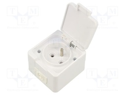 Connector: AC supply; socket; 2P+PE; 250VAC; 16A; white; wall mount