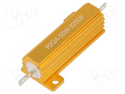 Resistor: wire-wound; with heatsink; 220Ω; 50W; ±1%; 50ppm/°C