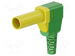 Connector: 4mm banana; plug; 32A; 500V; yellow-green; insulated