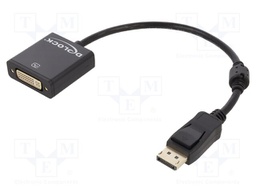 Adapter; DisplayPort plug,DVI-I (24+5) socket; 0.2m; black