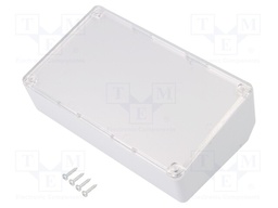 Enclosure: desktop; X: 161mm; Y: 95mm; Z: 64mm; ABS; light grey