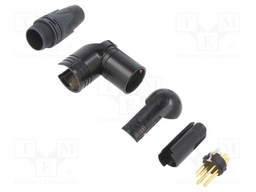8+2 POLE MALE RIGHT-ANGLE CABLE CONNECTOR, CHUCK TYPE
