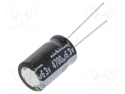 Capacitor: electrolytic; THT; 4700uF; 6.3VDC; Ø12.5x20mm; ±20%