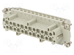 Connector: HDC; female; HE; PIN: 24; 24+PE; size 8; 16A; 500V