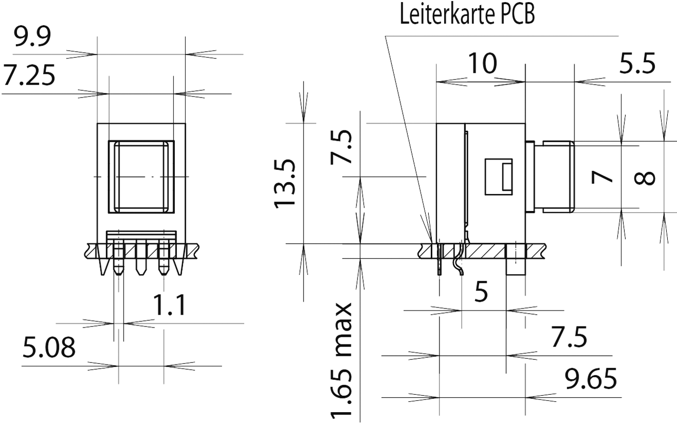 Switch: push-button; Pos: 2; SPDT; 0.5A/30VAC; Illumin: LED; green