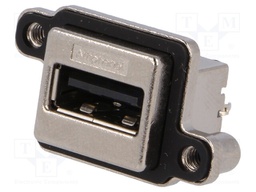 Socket; USB A; MUSB; for panel mounting,screw; THT; straight; IP67