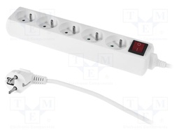 Mains; Schuko; Sockets: 5; CEE 7/5 (E) socket,CEE 7/7 (E/F) plug