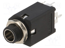 Socket; Jack 6,35mm; female; stereo; with on/off switch; straight