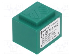Transformer: encapsulated; 2.6VA; 230VAC; 6V; 6V; 217mA; 217mA; IP00