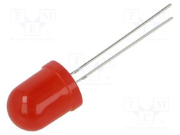 LED; red; 10mm; 330mcd; 180°; Front: convex; 3÷5VDC; No.of term: 2