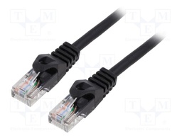 Patch cord; U/UTP; 5e; stranded; CCA; PVC; black; 3m; 26AWG; Cores: 8