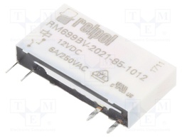 Relay: electromagnetic; SPST-NO; Ucoil: 12VDC; 6A/250VAC; 6A/24VDC