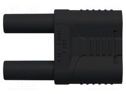 Stackable safety shunt; banana 4mm socket,banana 4mm plug x2
