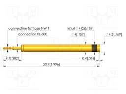 Test probe socket; gold-plated; KS-388; 50.7mm; test needles
