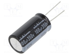 Capacitor: electrolytic; THT; 100uF; 350VDC; Ø18x35.5mm; ±20%