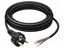 Cable; 3G1.5mm2; CEE 7/7 (E/F) plug,wires; PVC; 3m; with earthing